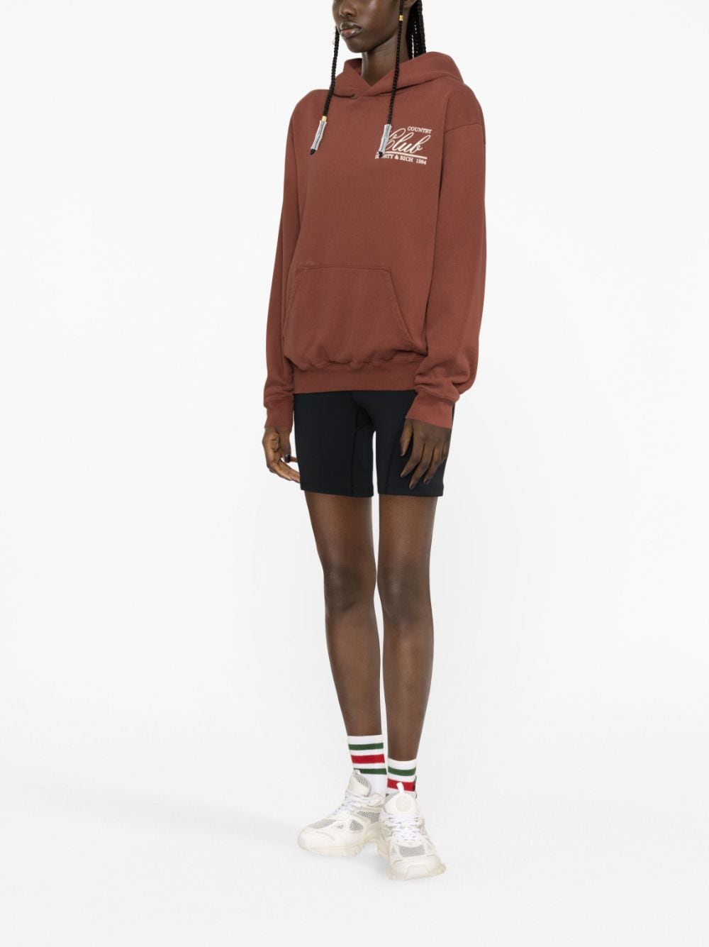 Sporty & Rich graphic-print cotton hoodie - Bruin