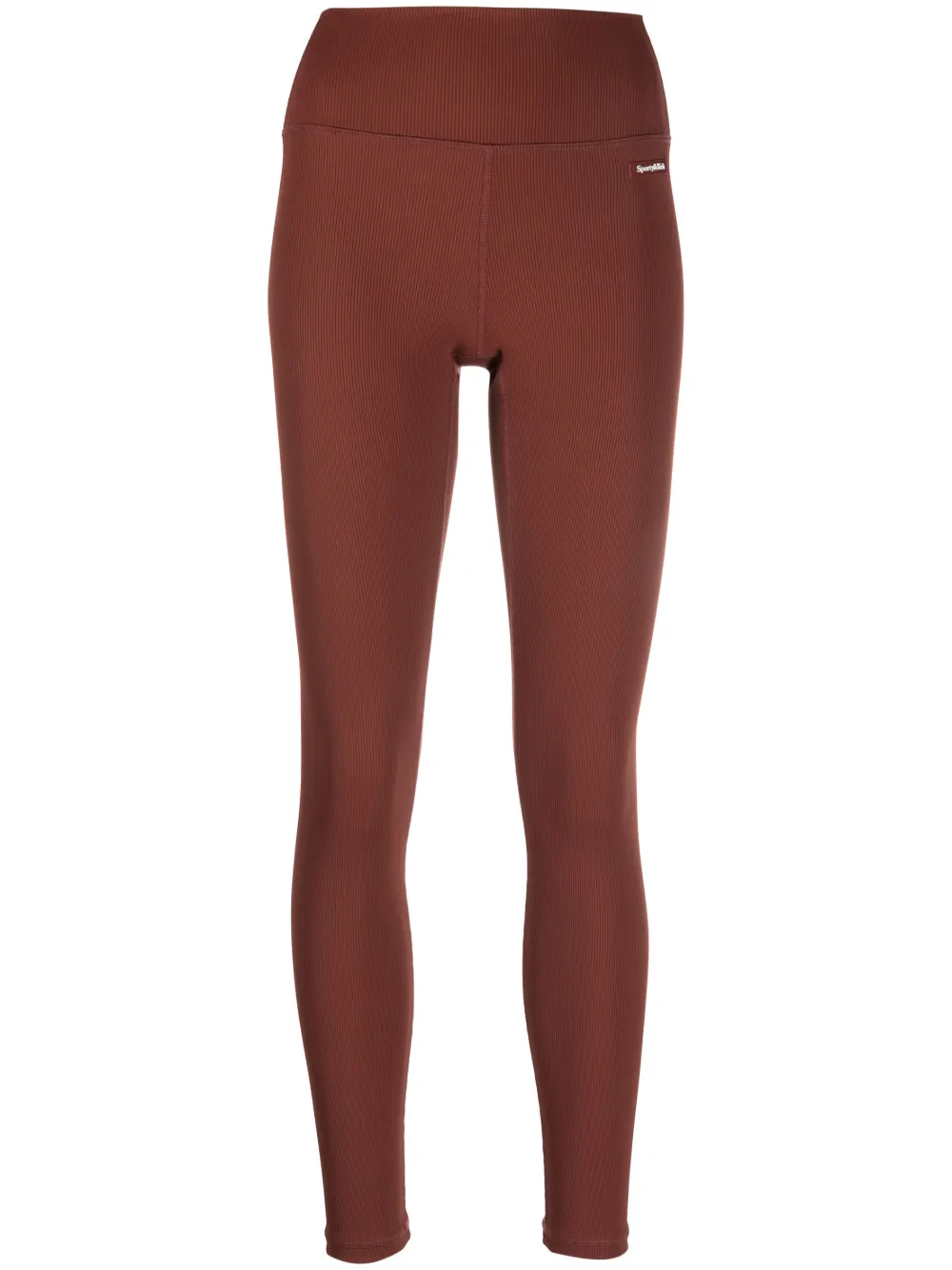 Sporty And Rich Logo-print High-waisted Leggings In Brown