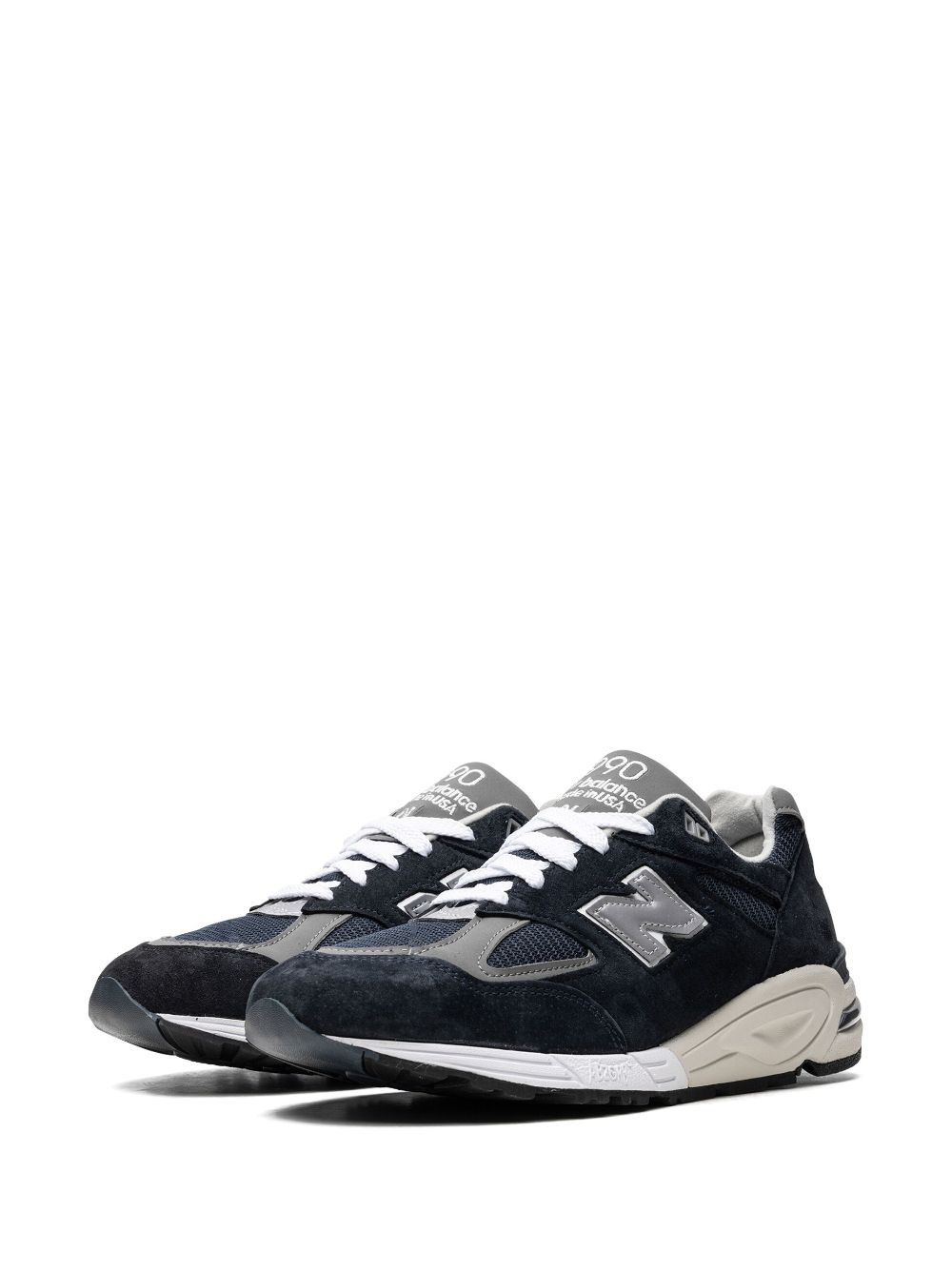 Shop New Balance 990v2 "navy/white" Sneakers In Blue