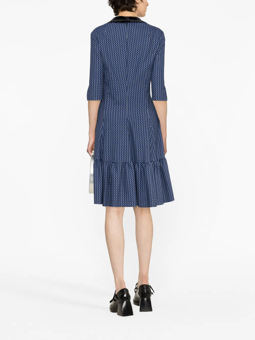 Patterned-Jacquard Ruffle Mini Dress