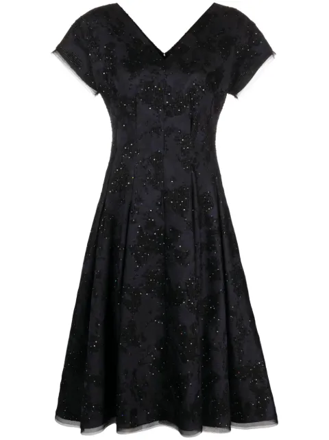 Talbot Runhof vestido midi con motivo en jacquard y lentejuelas
