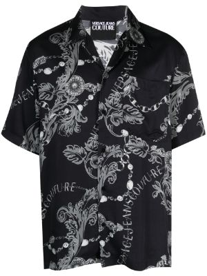 VERSACE JEANS COUTURE Mens Black Chain Print Short Sleeve T shirt - VERSACE  JEANS COUTURE from Niro Fashion UK