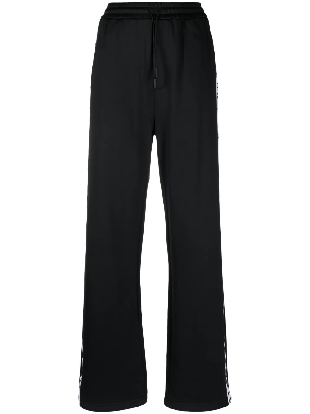 Dsquared2 Logo-tape Wide-leg Track Trousers In Black