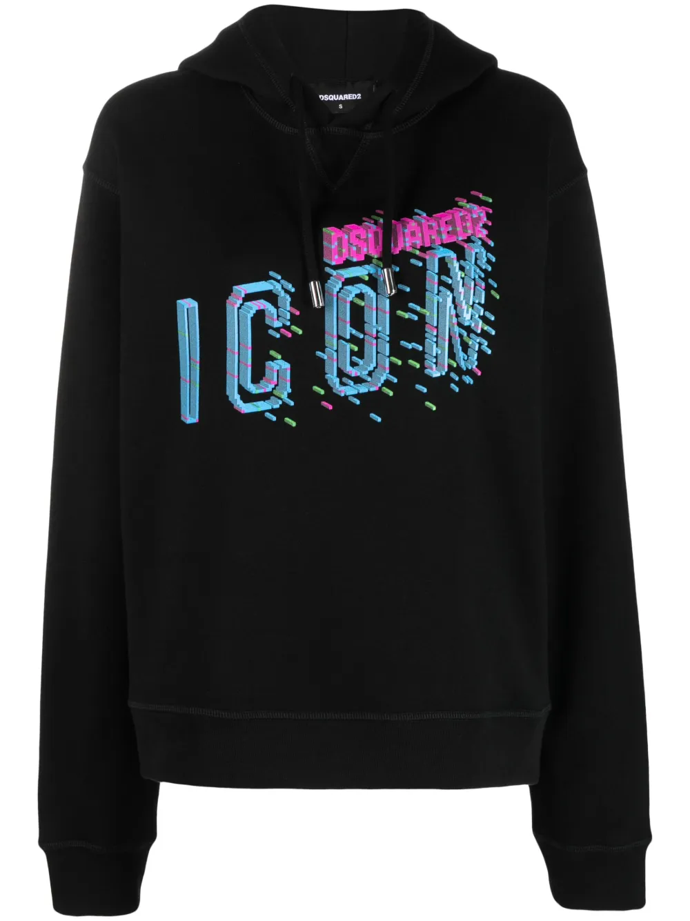 Dsquared2 logo-print drawstring cotton hoodie - Black