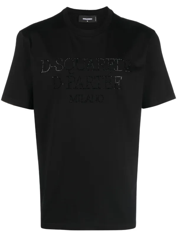 DSQUARED2 studded logo Cotton T shirt Black FARFETCH CA