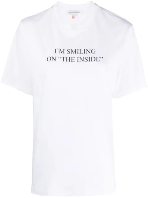 Victoria Beckham T-Shirt mit "I'm Smiling on the Inside"-Print