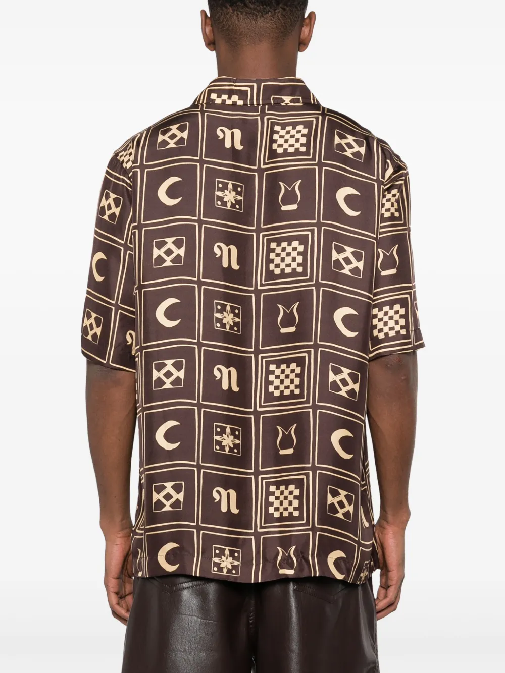 Shop Nanushka Graphic-print Silk Shirt In Brown