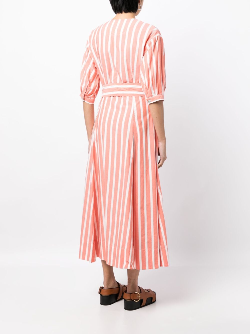 Shop Evi Grintela Yara Striped Midi Shirtdress In Orange