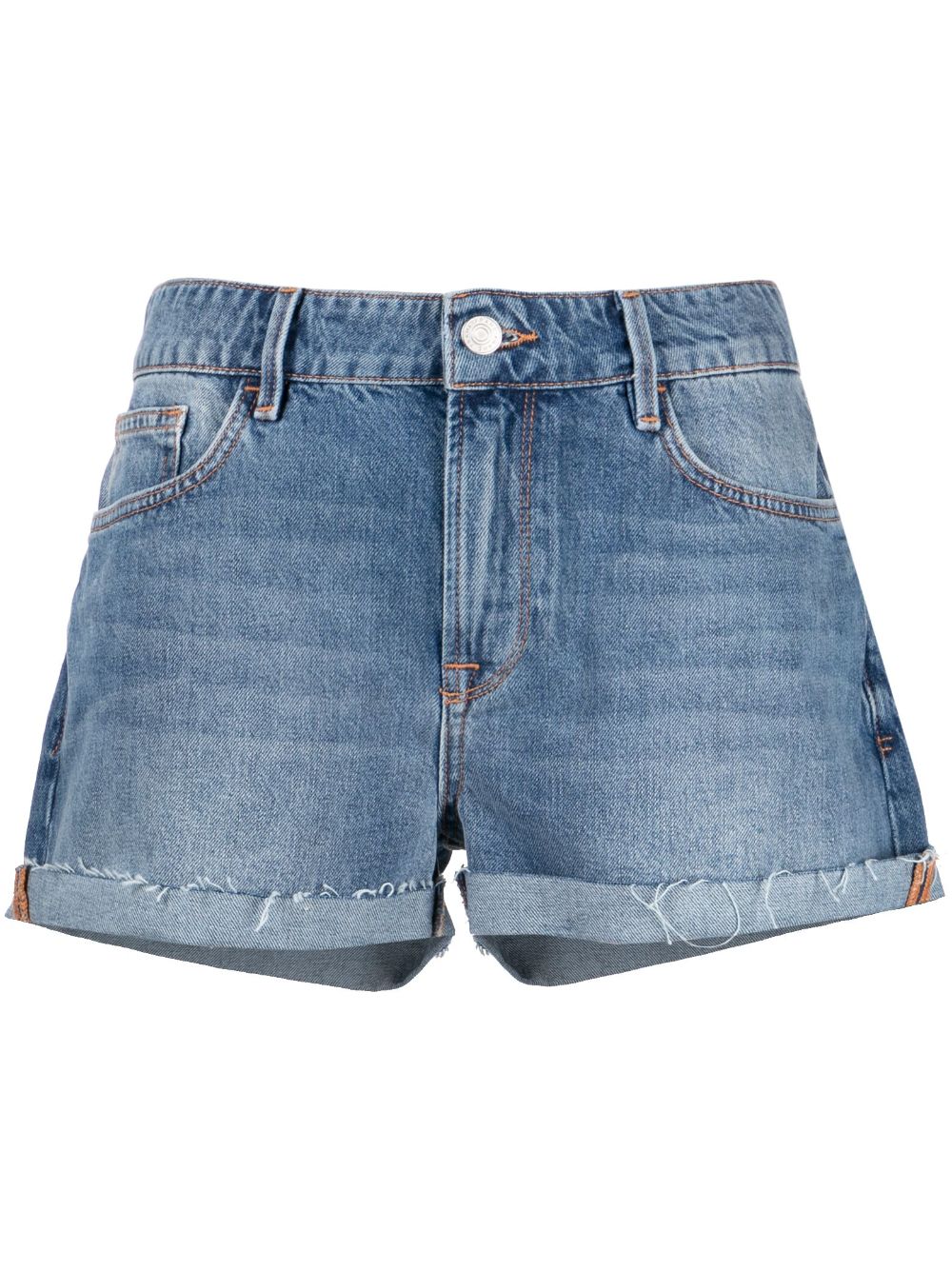 Shop Frame Le Grand Garcon Denim Shorts In Blue