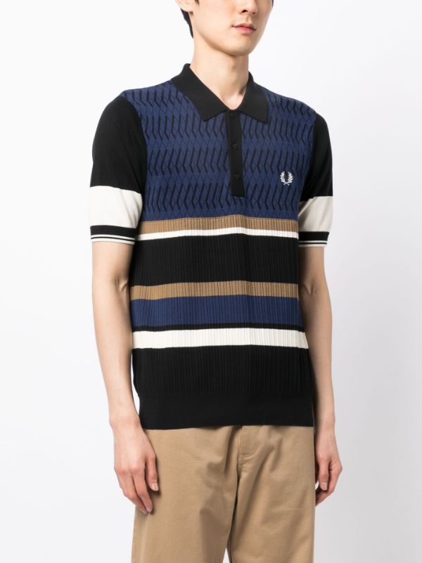 Fred Perry Piqué Knitted Striped Polo Shirt - Farfetch