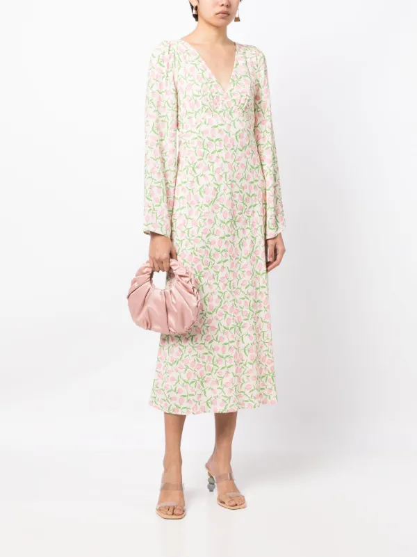 Kitri Libby tulip-print Midi Dress Neutrals FARFETCH IN