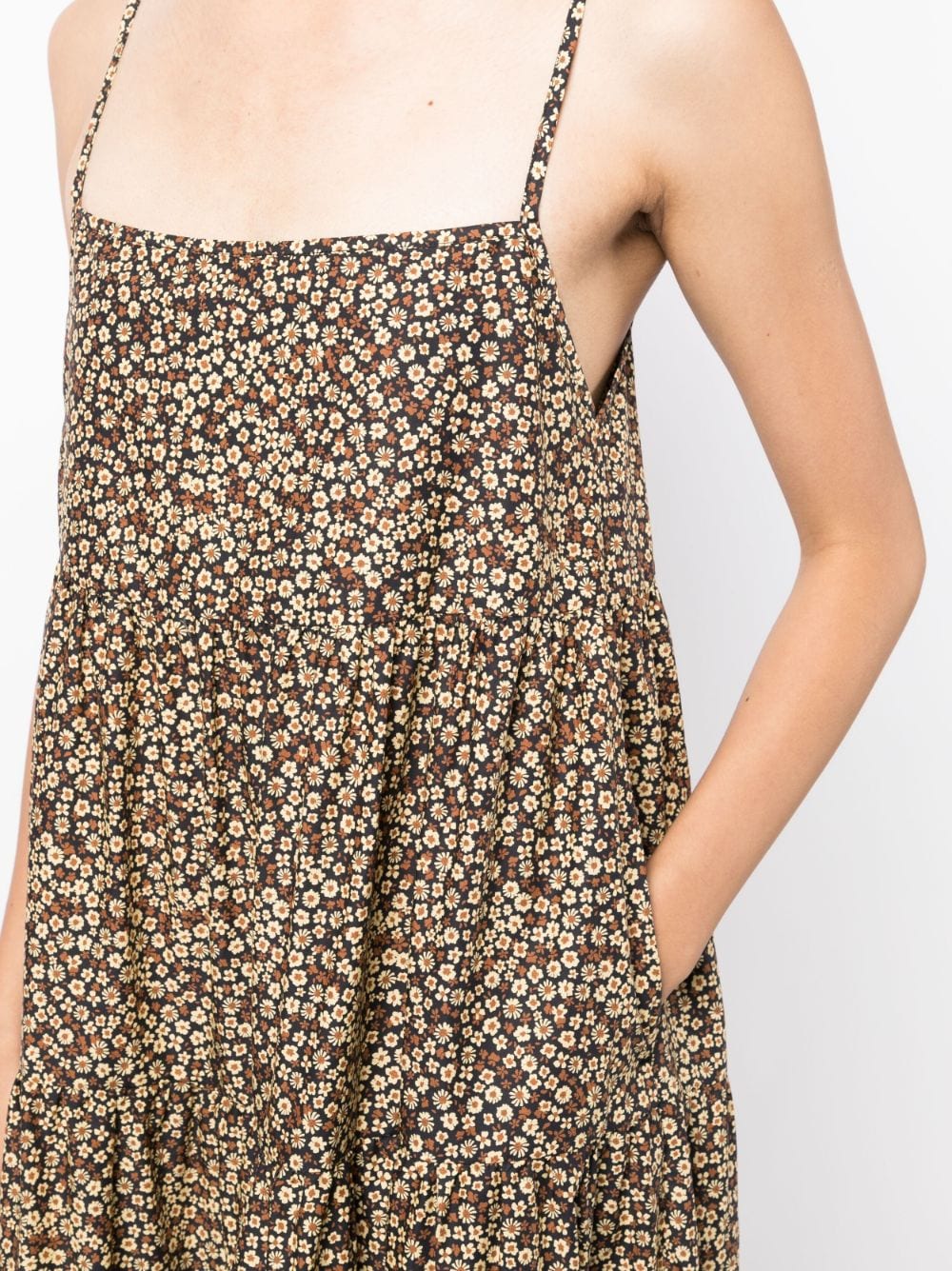 Shop Matteau Floral-print Organic-cotton Dress In Brown