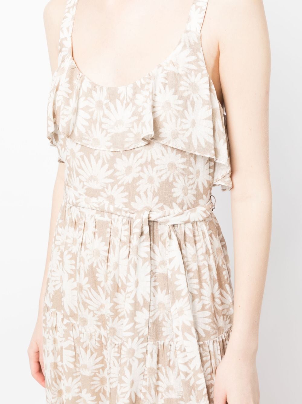 Shop Paige Tevin Pleated Ruffled Dress In Neutrals