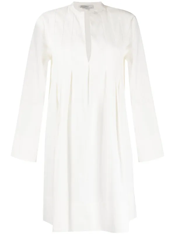 White long sleeve deals pleated dress