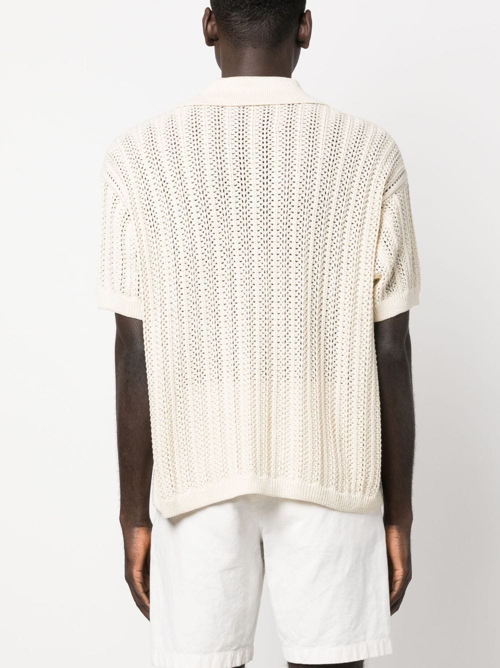 Shop Bode Open-knit Linen Polo Shirt In Neutrals