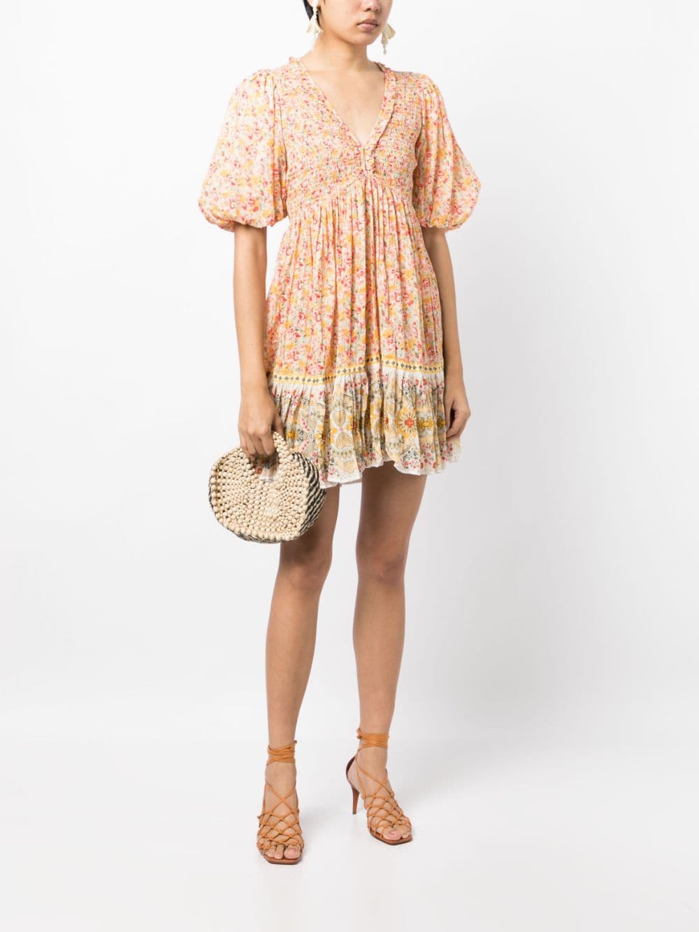 byTiMo Mini-jurk met bloemenprint - Geel