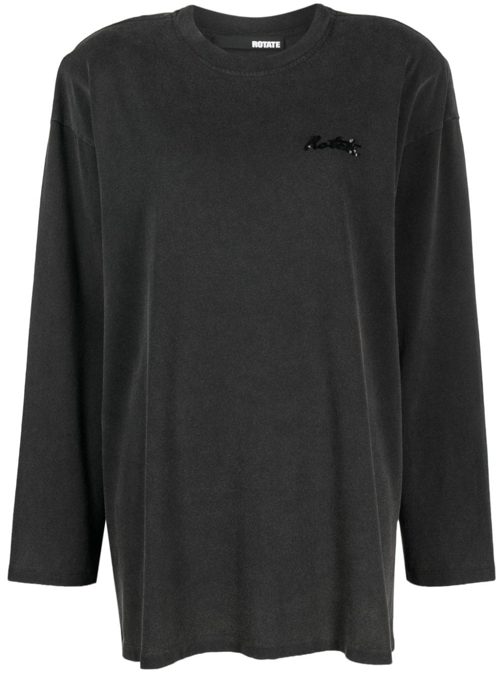 rotate t-shirt en coton à logo orné de sequins - noir