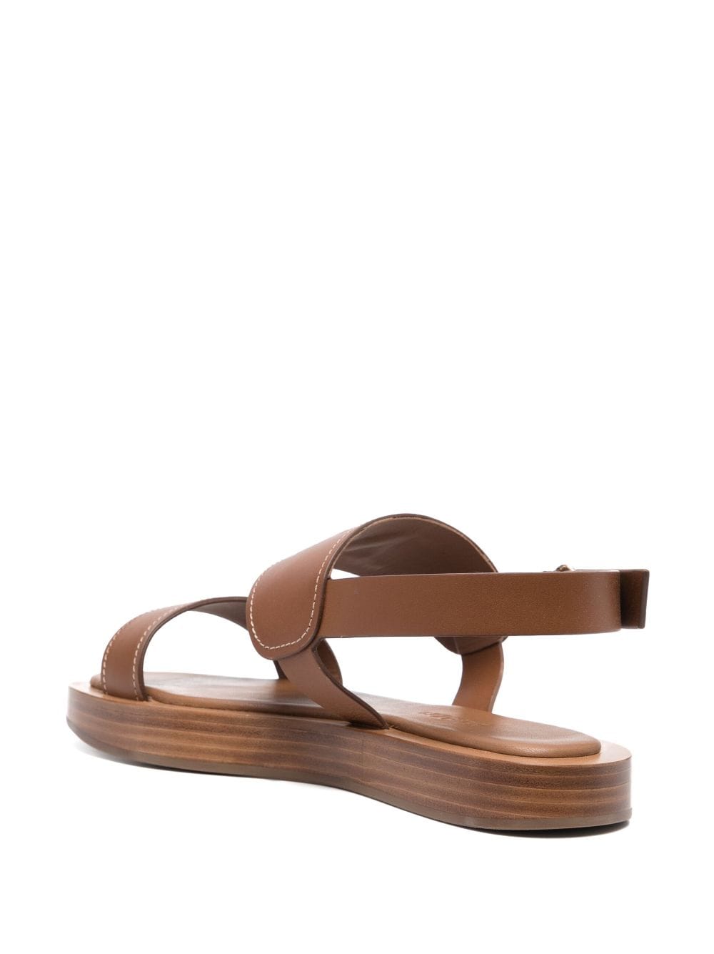 Shop Max Mara Embossed-logo Leather Sandals In Brown