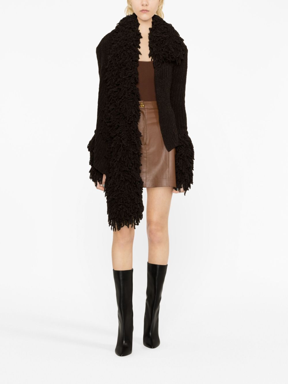 The Attico fringe-embellishment cardigan - Bruin