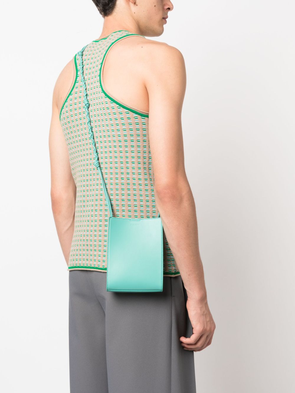 Shop Jil Sander Braided-strap Leather Shoulder Bag In Green