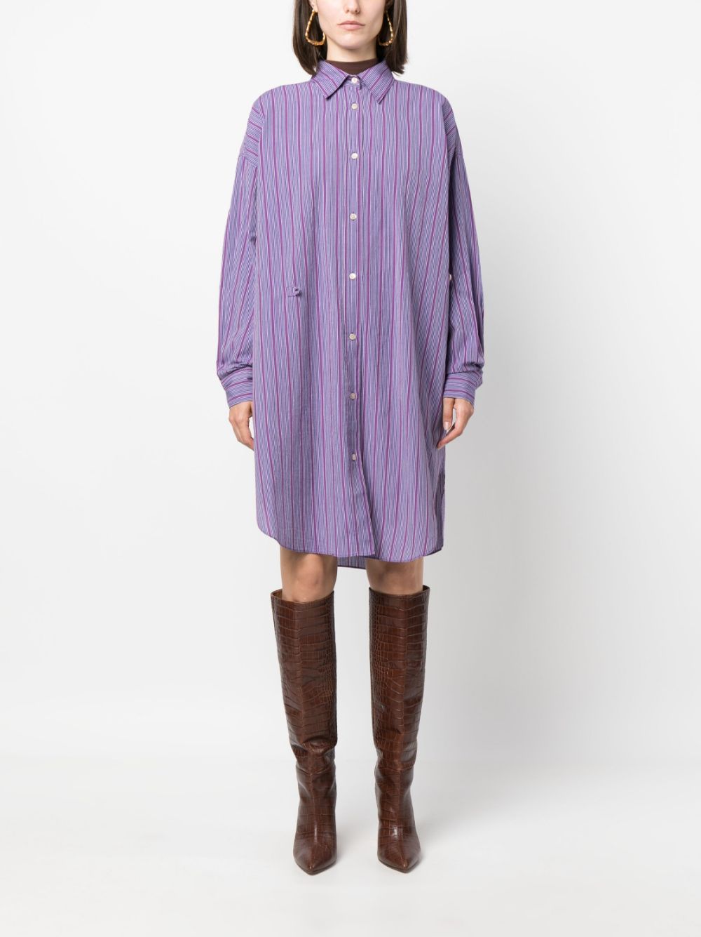 Stripe Monogram Mini Shirtdress