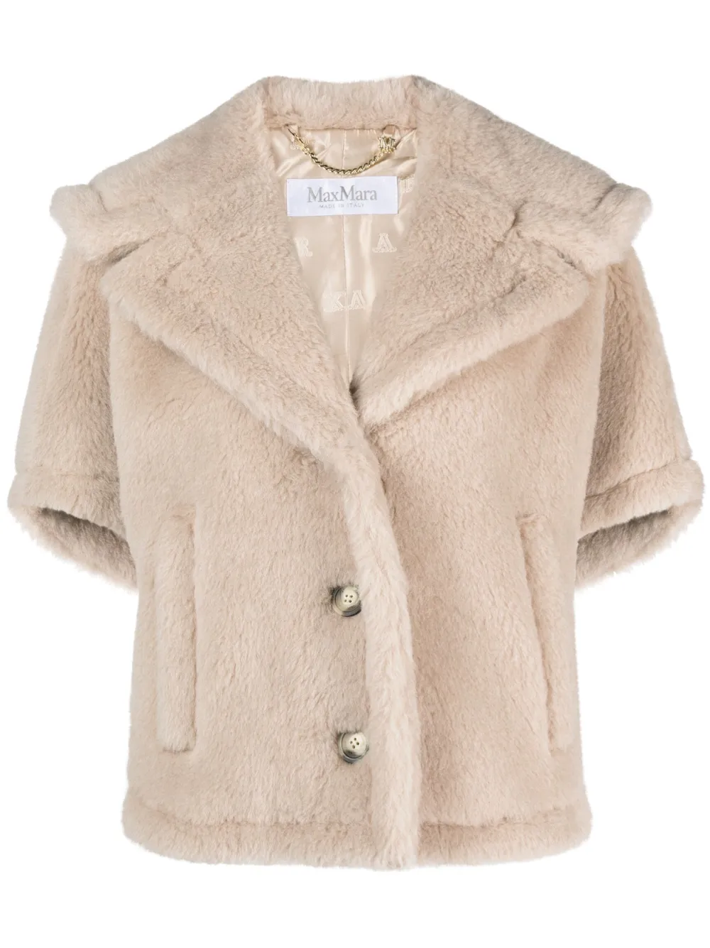 Shop Max Mara Teddy Faux-fur Coat In Neutrals
