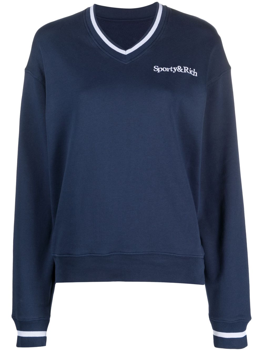 Sporty & Rich embroidered-logo V-neck Sweatshirt - Farfetch