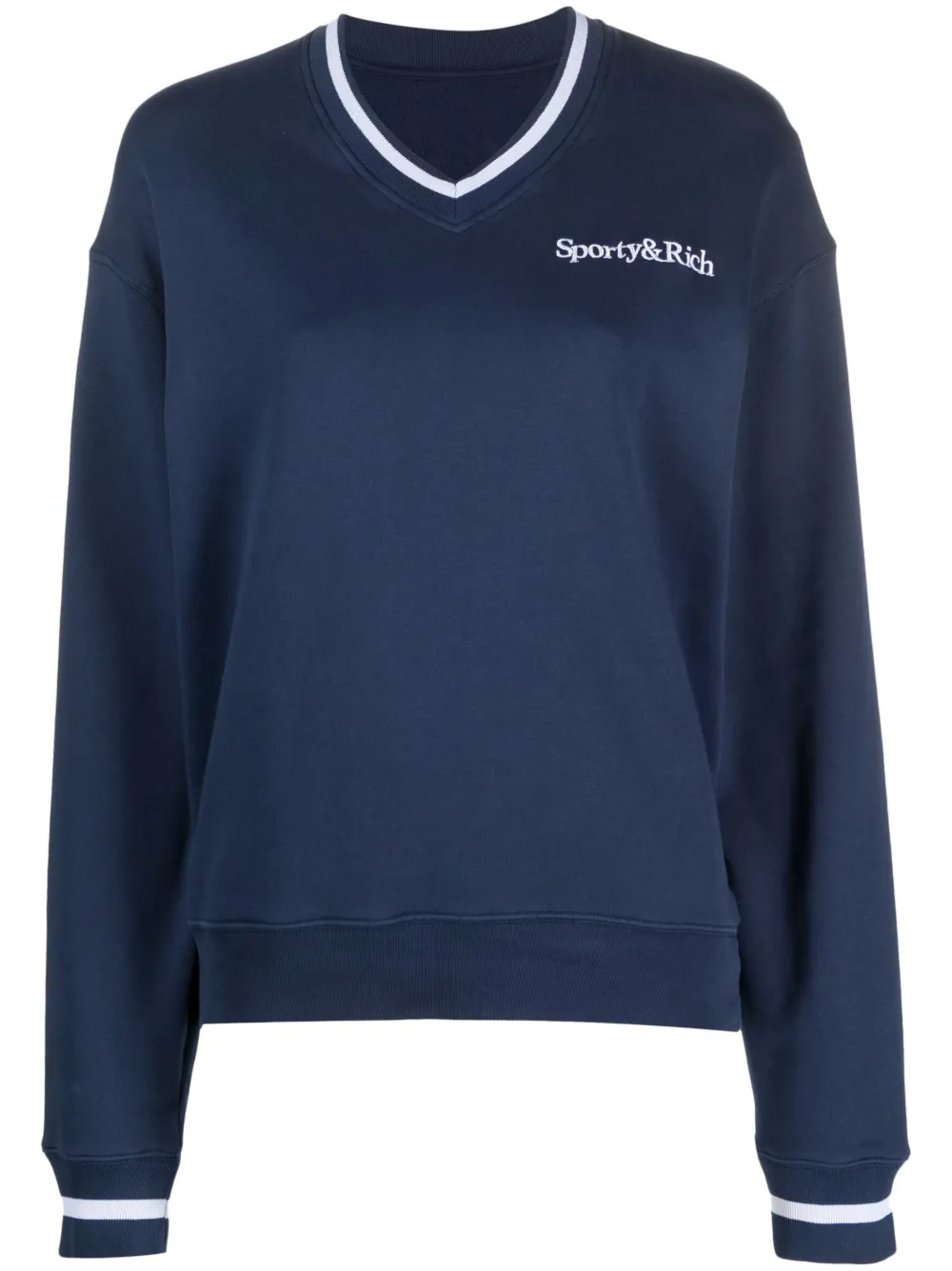 Sporty & Rich embroidered-logo V-neck Sweatshirt - Farfetch