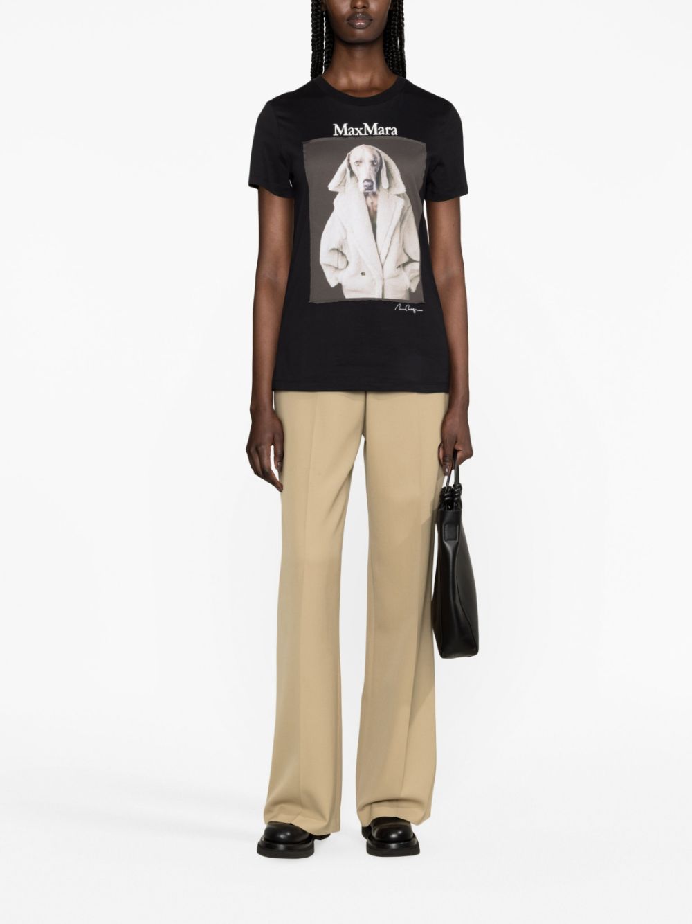 Max Mara T-shirt met logoprint - Zwart