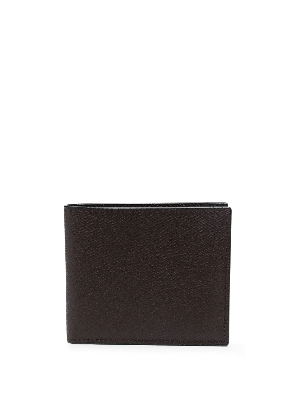 Valextra Pebbled Leather Bi-fold Wallet In Brown