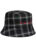 Marni logo-embroidered checked bucket hat - Black