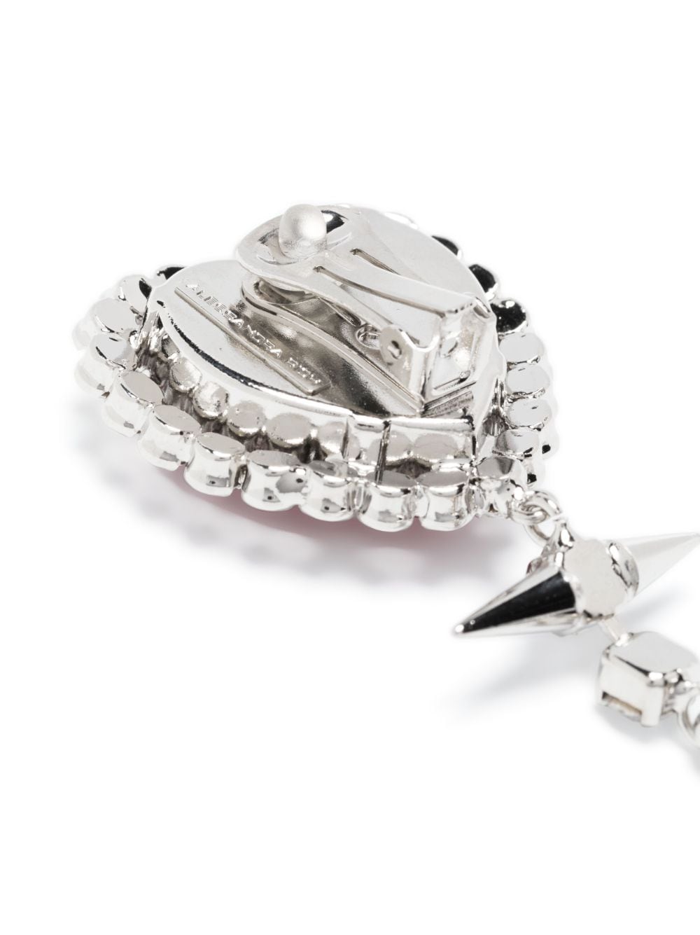 Shop Alessandra Rich Glass Crystal-embellished Heart Earrings In Rot