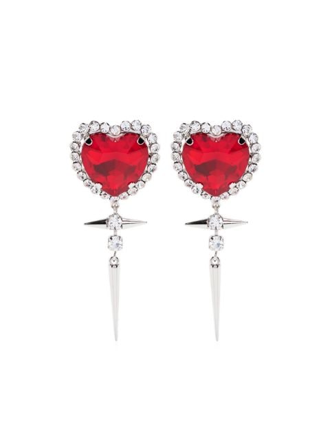 Alessandra Rich glass crystal-embellished heart earrings