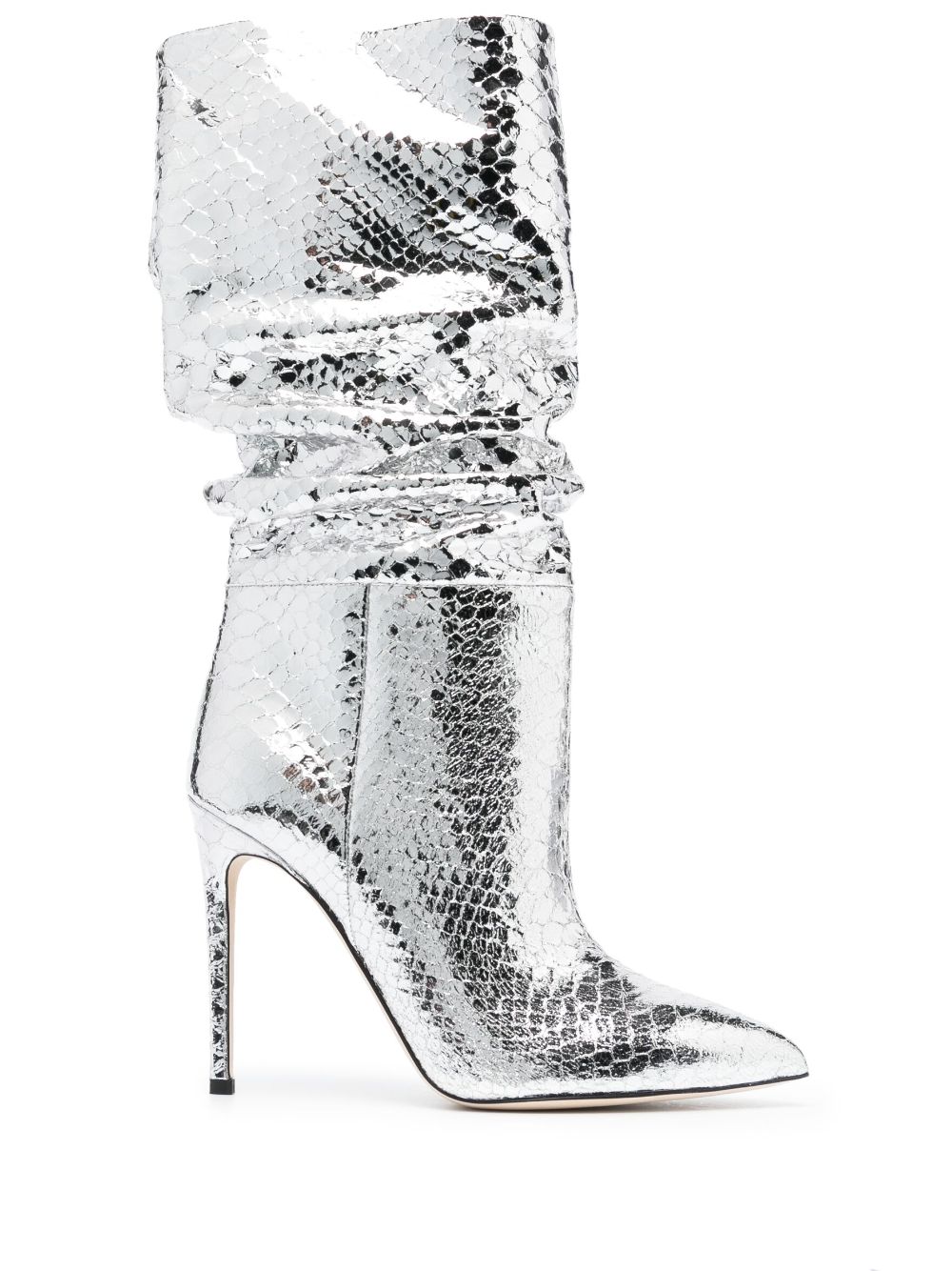 Shop Paris Texas 105mm Snakeskin-effect Metallic Boots In Silver