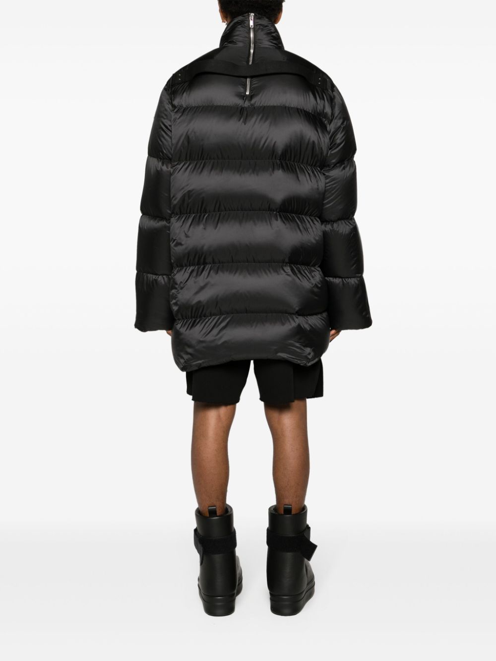 Moncler + Rick Owens Cyclopic gewatteerde jas met logopatch Zwart