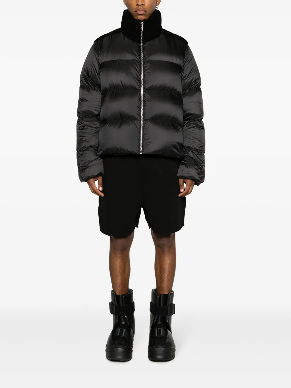 Shop Moncler Genius Cyclopic Shearling-trim Padded Jacket In Black