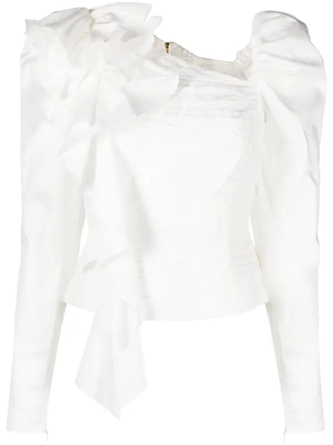 Aje Adelia ruffled cotton blouse