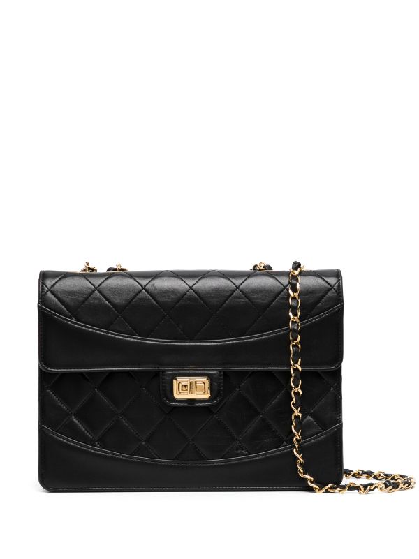 Chanel Pre-owned 1990 2.55 Classic Flap Shoulder Bag - Black