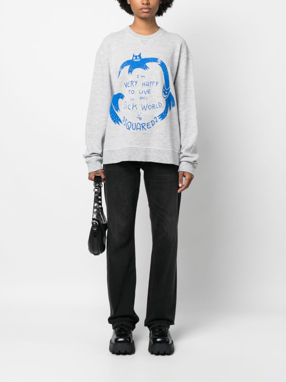 Dsquared2 slogan-print long-sleeved sweatshirt - Grijs