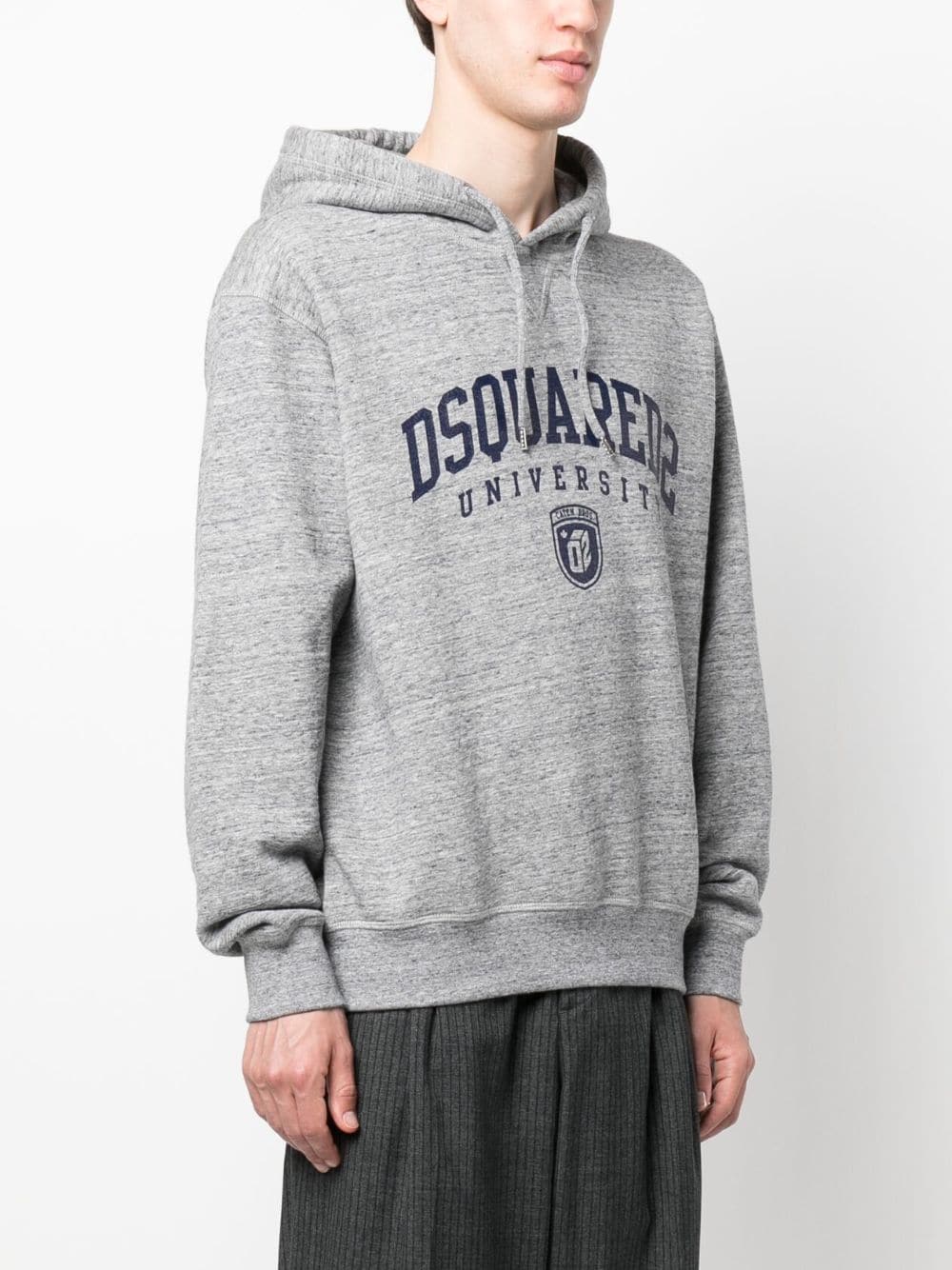 Shop Dsquared2 Logo-print Mélange-effect Hoodie In Grey