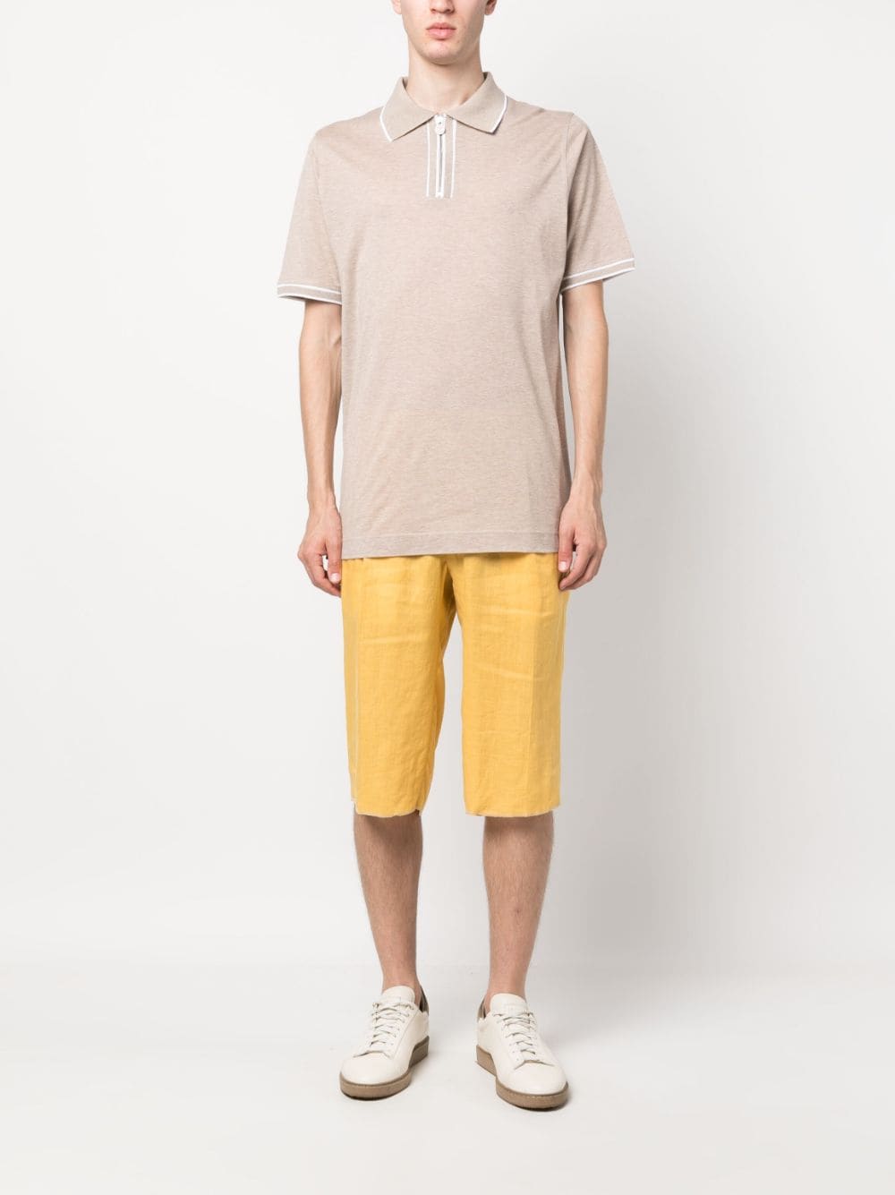 Kiton elasticated-waistband linen shorts - Geel