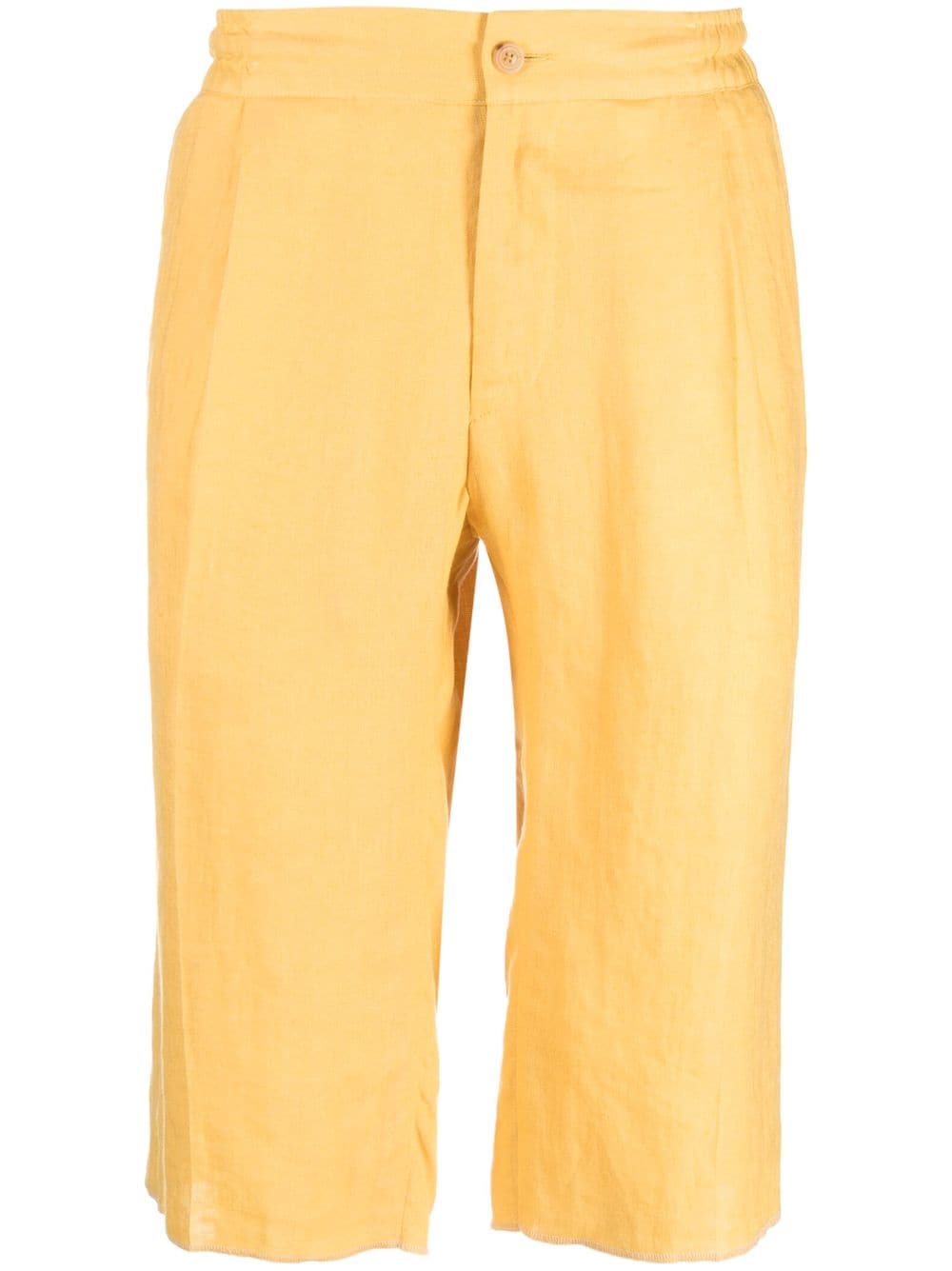 Kiton Elasticated-waistband Linen Shorts In Yellow