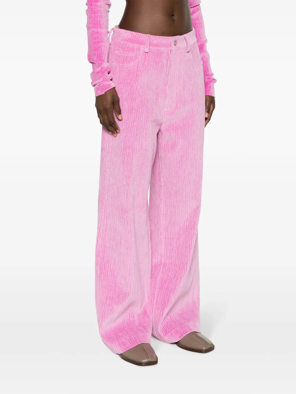 Shop Nanushka Josine Velvet Cotton Trousers In Pink