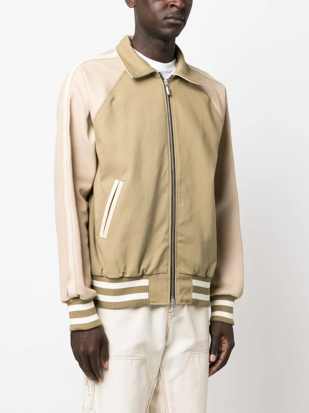  Rhude Logo-patch Cotton Varsity Jacket - Brown 
