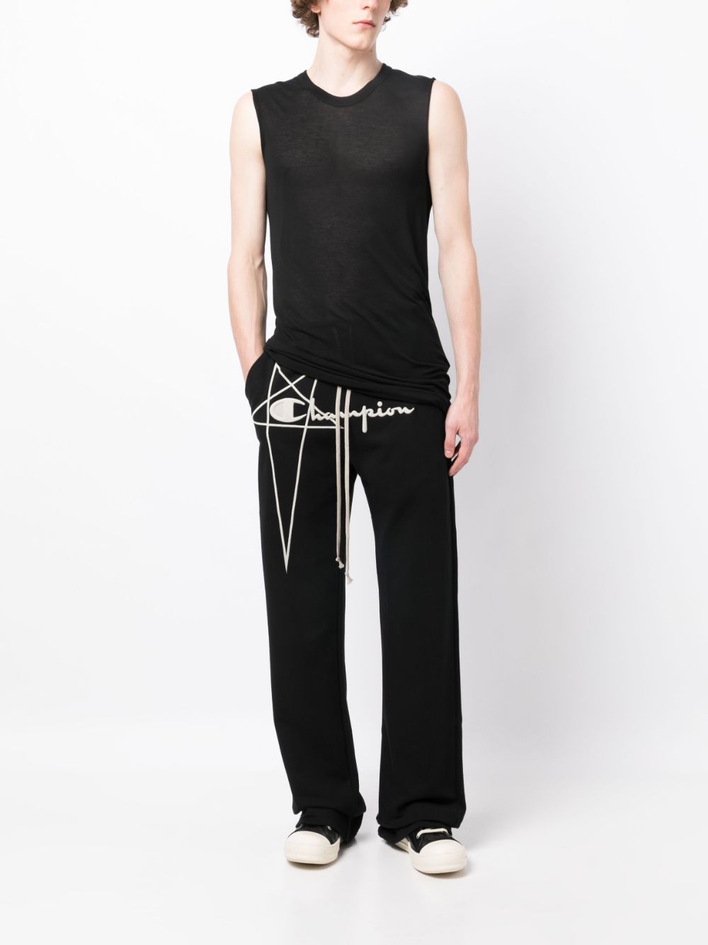 Shop Rick Owens X Champion Dietrich Logo-embroidered Track Pants In Schwarz