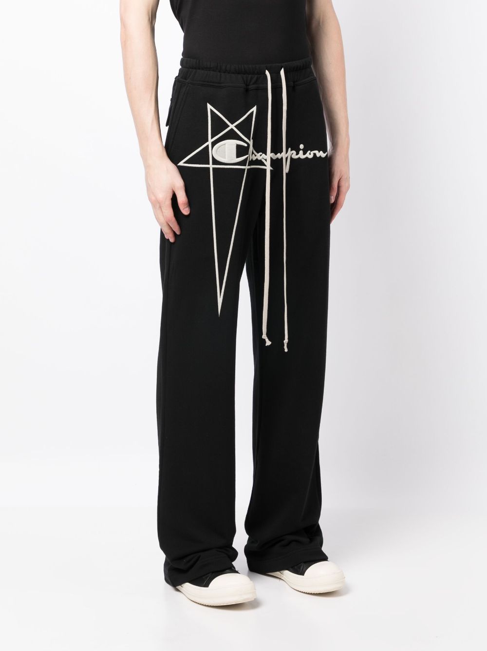 Shop Rick Owens X Champion Dietrich Logo-embroidered Track Pants In Schwarz