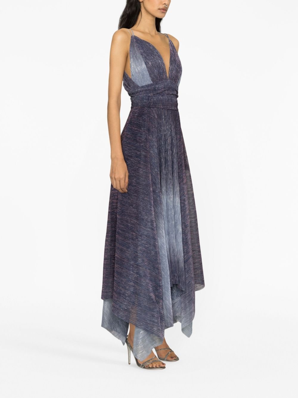 Talbot Runhof Asymmetrische jurk Blauw