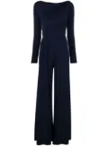 Talbot Runhof gathered wide-leg jumpsuit - Blue