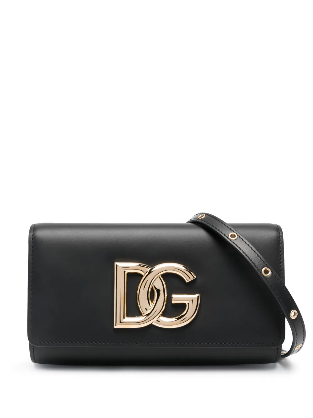 DOLCE & GABBANA LOGO-PLAQUE LEATHER CROSSBODY BAG