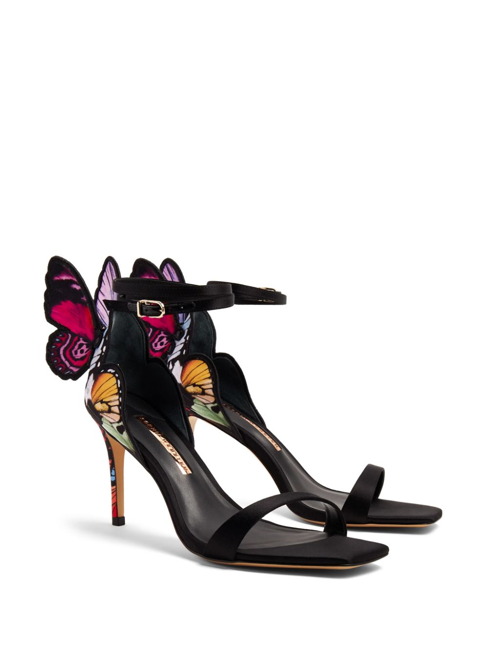 Shop Sophia Webster Chiara Butterfly-embroidered Sandals In Black